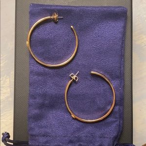 Tory Burch logo gold hoop earrings